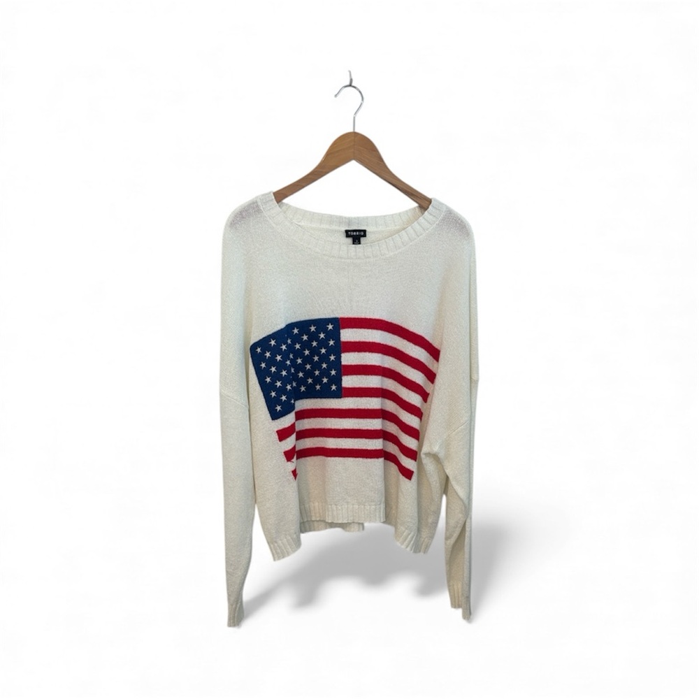 Torrid Cream Knit Flag Pullover Light Weight Sweater 3(3X) - Picture 2 of 11